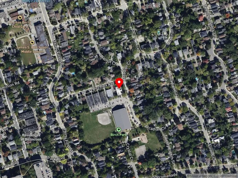RentSafeTO apartment evaluation satellite view of 1 A BIRCHLEA AVE in Etobicoke-Lakeshore, Toronto