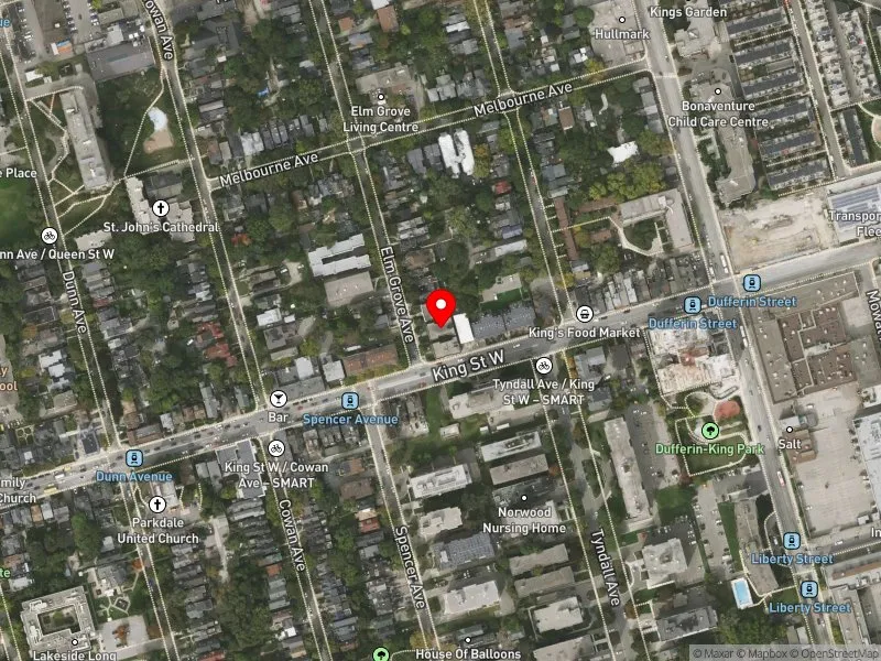 RentSafeTO apartment evaluation satellite view of 1 A ELM GROVE AVE in Parkdale-High Park, Toronto