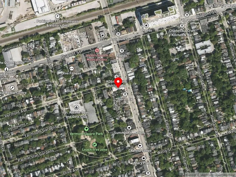 RentSafeTO apartment evaluation satellite view of 1 A VERMONT AVE in University-Rosedale, Toronto