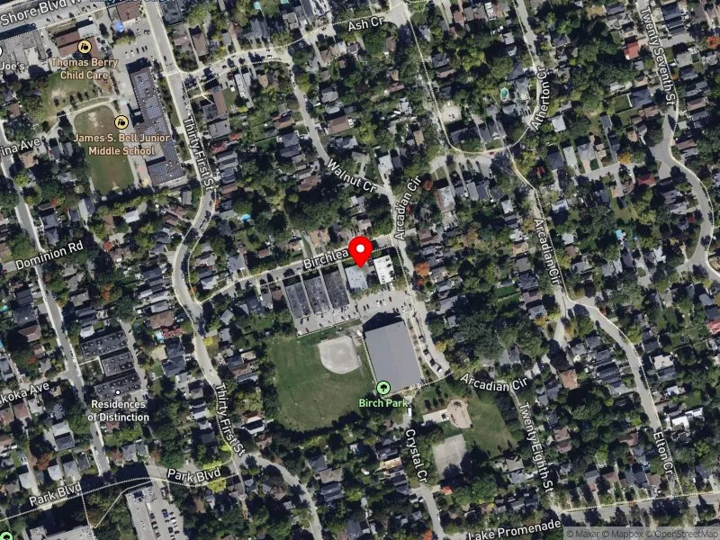 RentSafeTO apartment evaluation satellite view of 1 BIRCHLEA AVE in Etobicoke-Lakeshore, Toronto