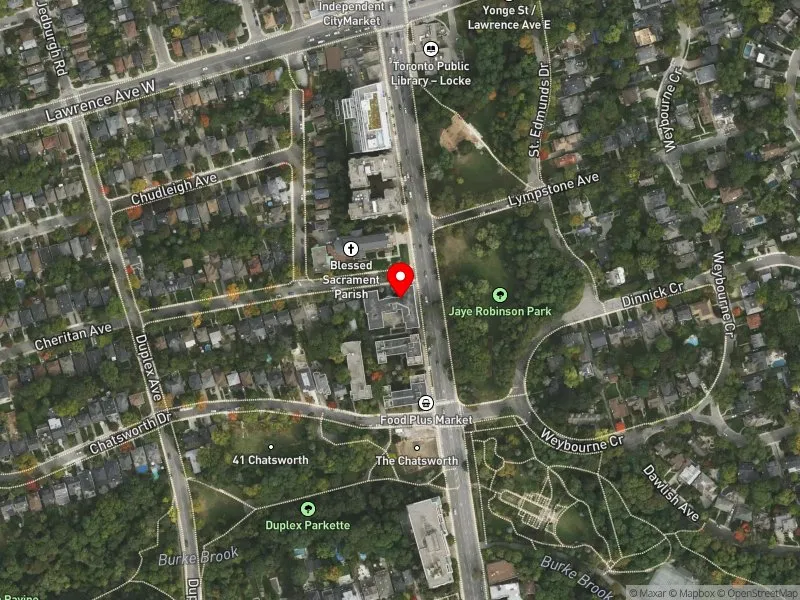 RentSafeTO apartment evaluation satellite view of 1 CHERITAN AVE in Eglinton-Lawrence, Toronto