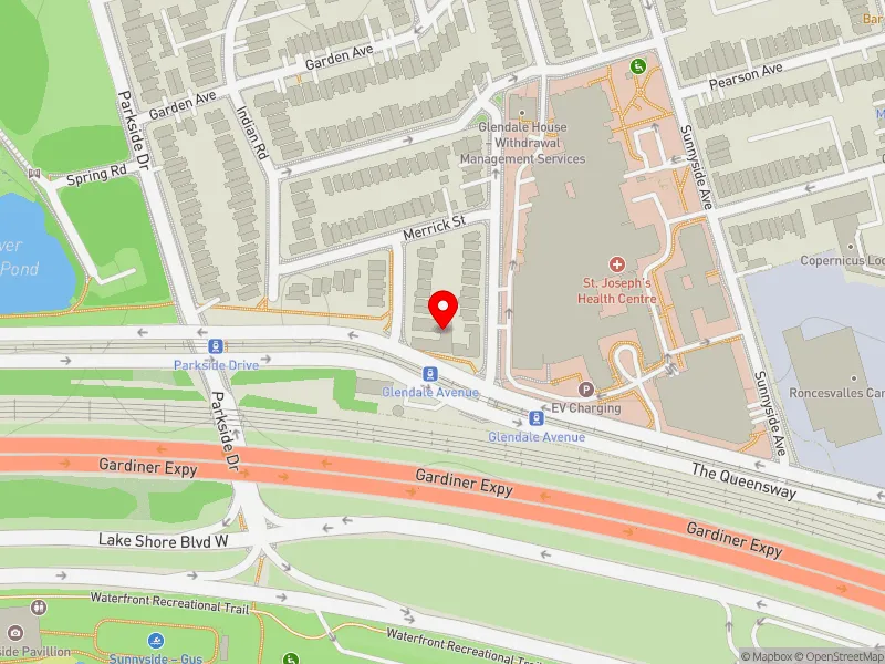 RentSafeTO apartment evaluation map view of 1 CLAUDE AVE in Parkdale-High Park, Toronto