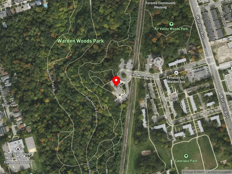 RentSafeTO apartment evaluation satellite view of 1 FIRVALLEY CRT in Scarborough Southwest, Toronto