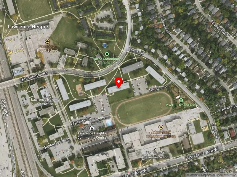 RentSafeTO apartment evaluation satellite view of 1 FLEMINGTON RD in Eglinton-Lawrence, Toronto