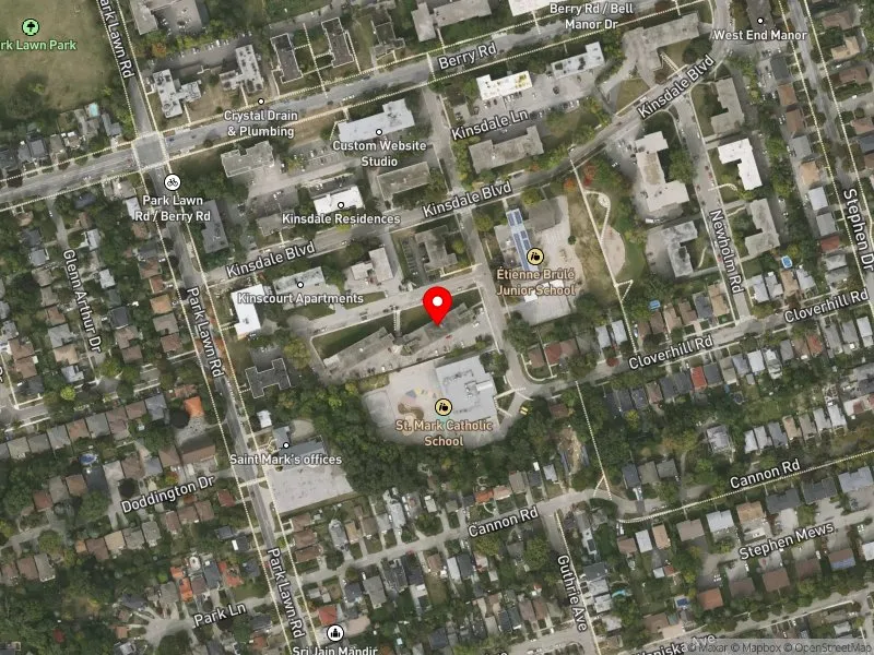 RentSafeTO apartment evaluation satellite view of 1 HEATHERDALE RD in Etobicoke-Lakeshore, Toronto