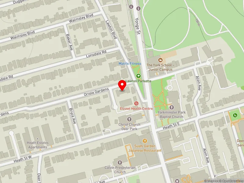 RentSafeTO apartment evaluation map view of 1 MALLORY GDNS in Toronto-St. Paul's, Toronto