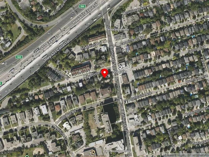RentSafeTO apartment evaluation satellite view of 1 MARQUETTE AVE in Eglinton-Lawrence, Toronto