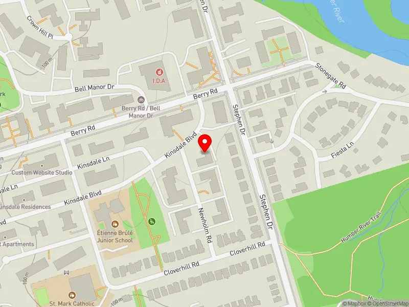 RentSafeTO apartment evaluation map view of 1 NEWHOLM RD in Etobicoke-Lakeshore, Toronto