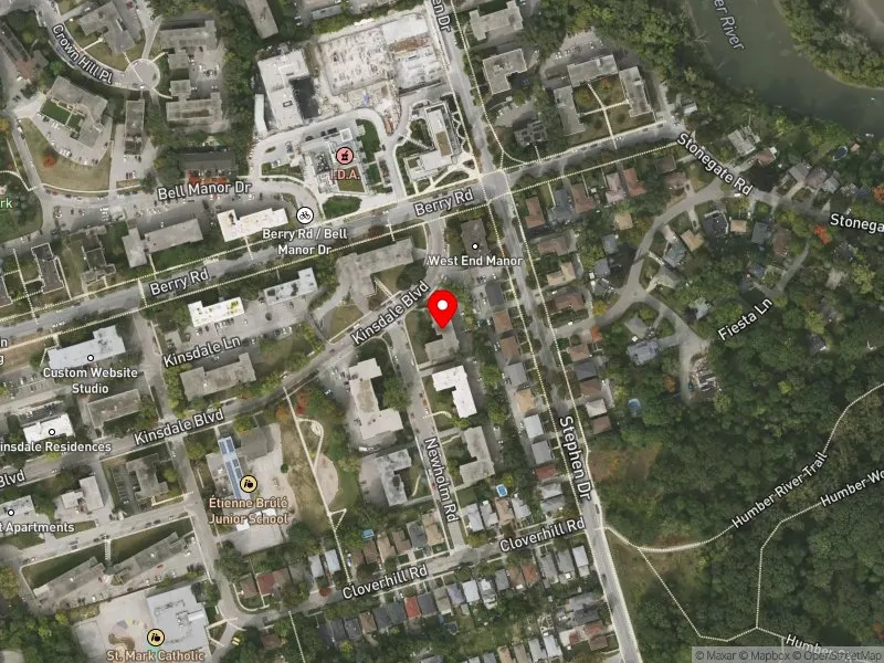 RentSafeTO apartment evaluation satellite view of 1 NEWHOLM RD in Etobicoke-Lakeshore, Toronto