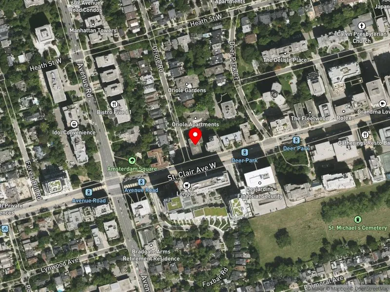 RentSafeTO apartment evaluation satellite view of 1 ORIOLE RD in Toronto-St. Paul's, Toronto