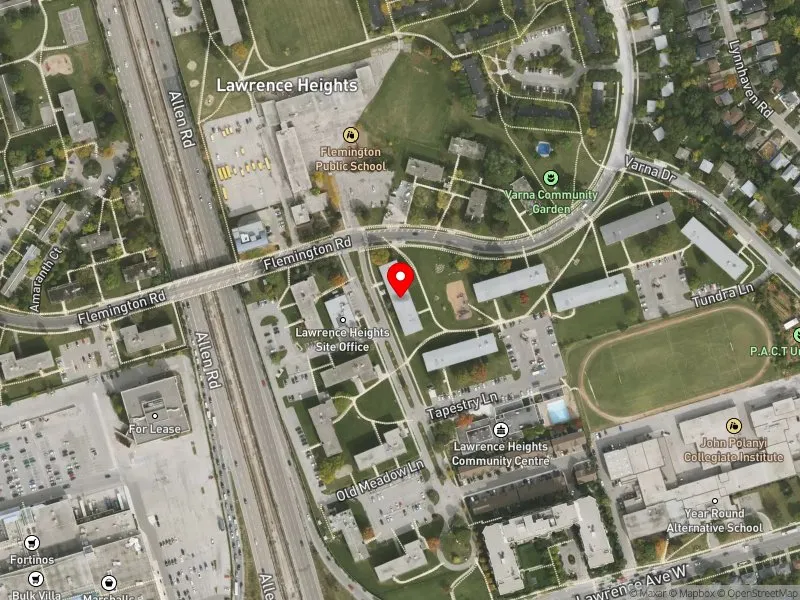 RentSafeTO apartment evaluation satellite view of 1 REPLIN RD in Eglinton-Lawrence, Toronto
