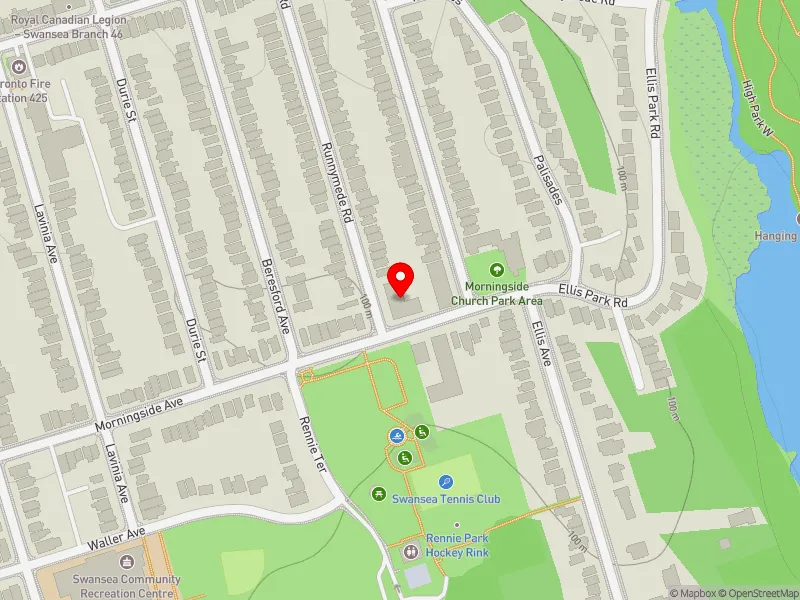RentSafeTO apartment evaluation map view of 1 RUNNYMEDE RD in Parkdale-High Park, Toronto