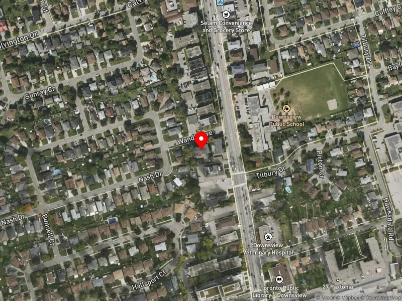 RentSafeTO apartment evaluation satellite view of 1 WANDLE AVE in York Centre, Toronto