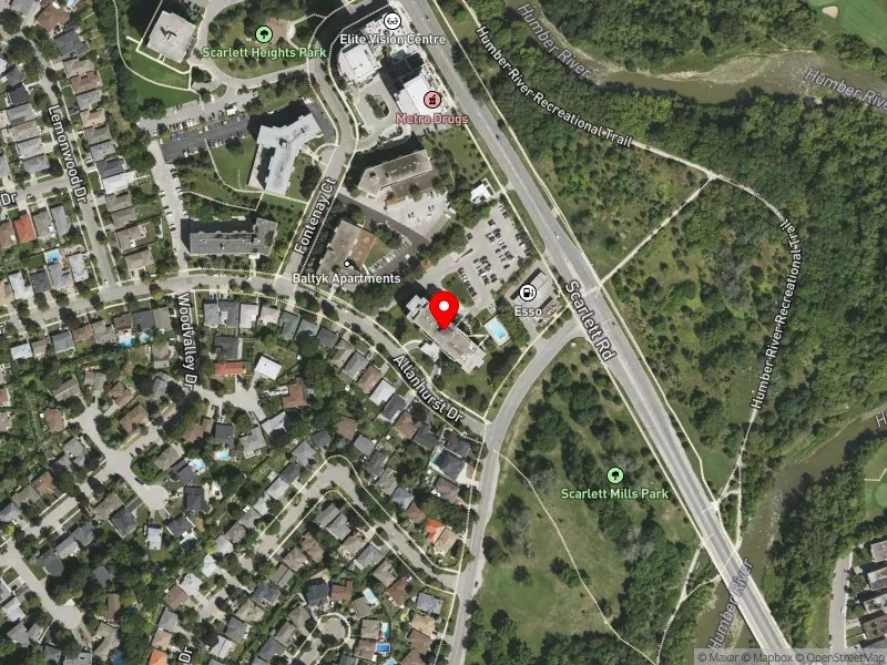 RentSafeTO apartment evaluation satellite view of 10 ALLANHURST DR in Etobicoke Centre, Toronto