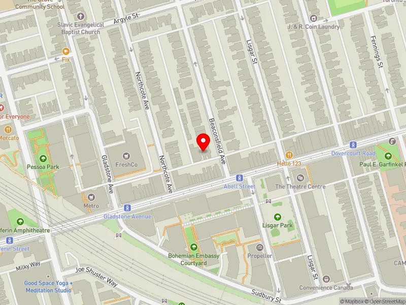 RentSafeTO apartment evaluation map view of 10 BEACONSFIELD AVE in Davenport, Toronto