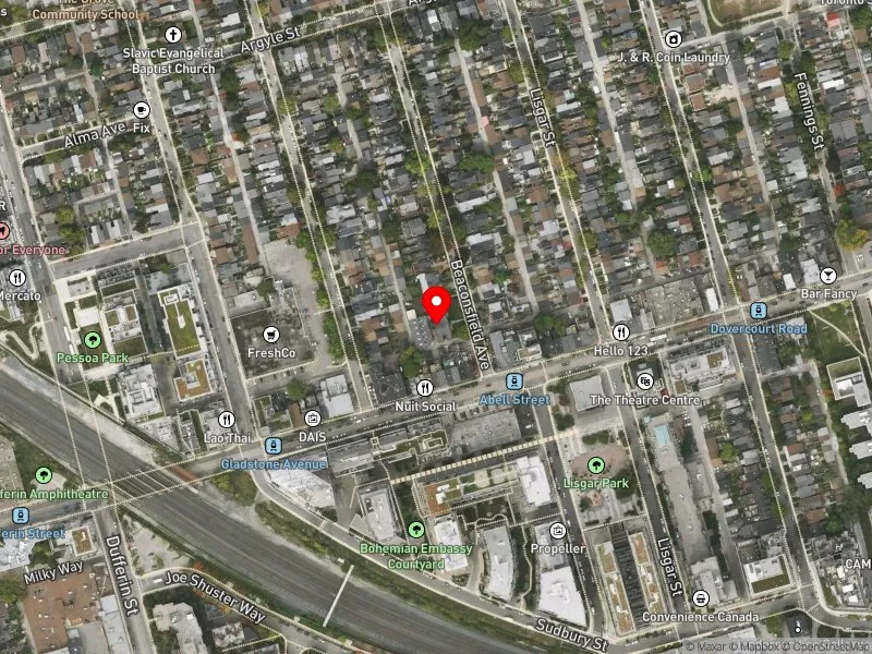 RentSafeTO apartment evaluation satellite view of 10 BEACONSFIELD AVE in Davenport, Toronto