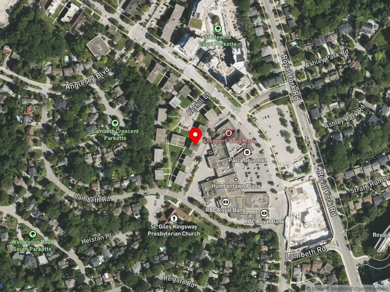 RentSafeTO apartment evaluation satellite view of 10 BEXHILL CRT in Etobicoke Centre, Toronto