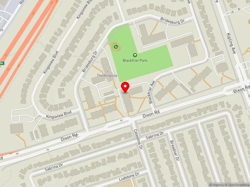 RentSafeTO apartment evaluation map view of 10 BLACKFRIAR AVE in Etobicoke North, Toronto