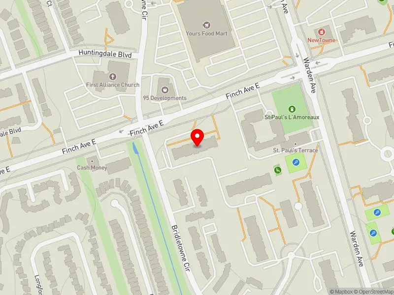 RentSafeTO apartment evaluation map view of 10 BRIDLETOWNE CRCL in Scarborough-Agincourt, Toronto