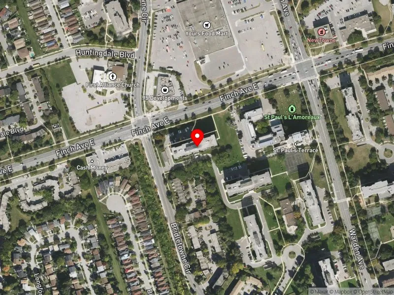 RentSafeTO apartment evaluation satellite view of 10 BRIDLETOWNE CRCL in Scarborough-Agincourt, Toronto
