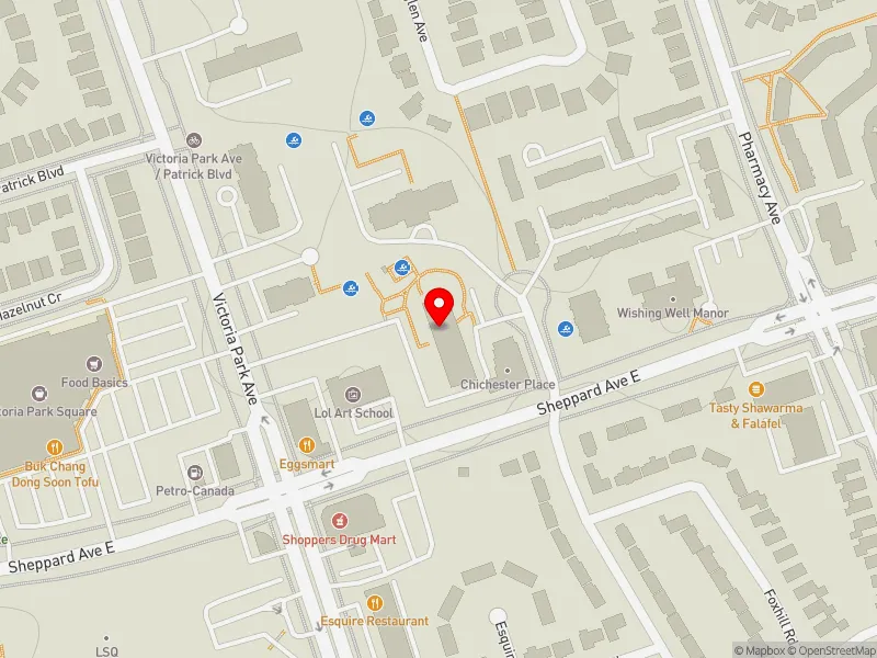 RentSafeTO apartment evaluation map view of 10 CHICHESTER PL in Scarborough-Agincourt, Toronto