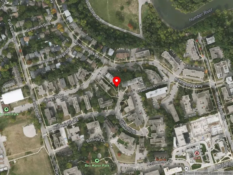 RentSafeTO apartment evaluation satellite view of 10 CROWN HILL PL in Etobicoke-Lakeshore, Toronto