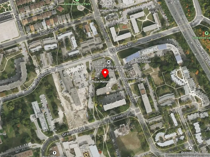 RentSafeTO apartment evaluation satellite view of 10 DEAUVILLE LANE in Don Valley East, Toronto