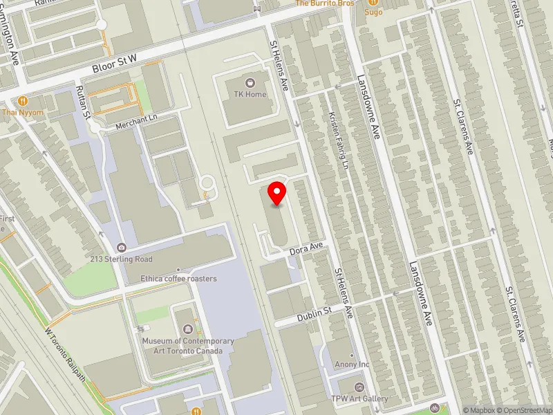 RentSafeTO apartment evaluation map view of 10 DORA AVE in Davenport, Toronto