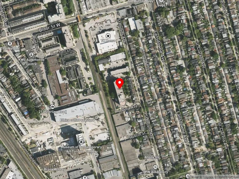 RentSafeTO apartment evaluation satellite view of 10 DORA AVE in Davenport, Toronto