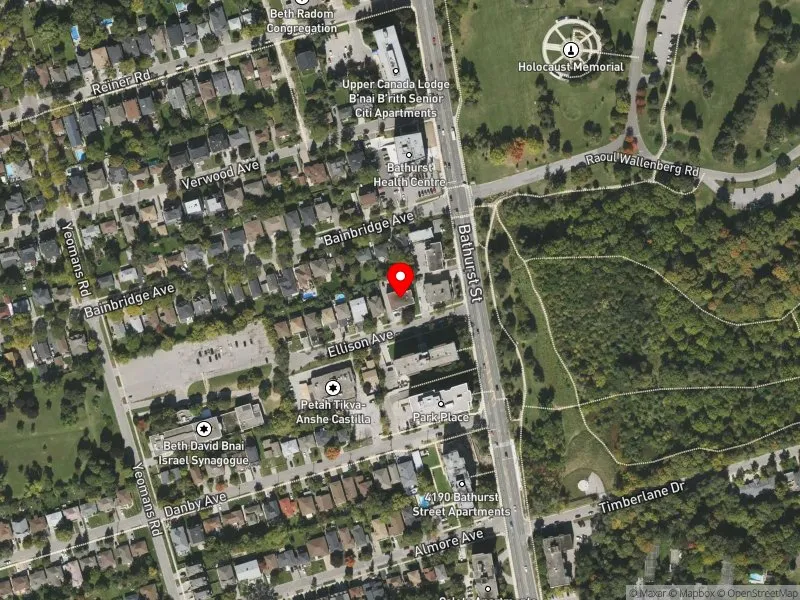 RentSafeTO apartment evaluation satellite view of 10 ELLISON AVE in York Centre, Toronto