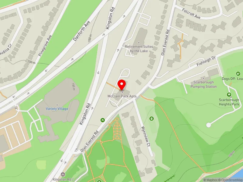 RentSafeTO apartment evaluation map view of 10 GLEN EVEREST RD in Scarborough Southwest, Toronto