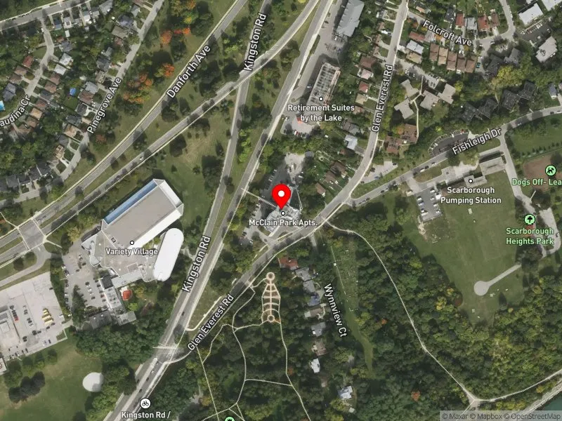 RentSafeTO apartment evaluation satellite view of 10 GLEN EVEREST RD in Scarborough Southwest, Toronto