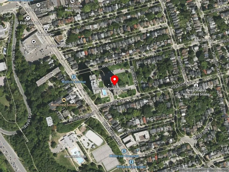 RentSafeTO apartment evaluation satellite view of 10 HOGARTH AVE in Toronto-Danforth, Toronto