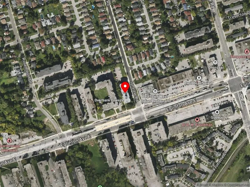 RentSafeTO apartment evaluation satellite view of 10 IONVIEW RD in Scarborough Centre, Toronto