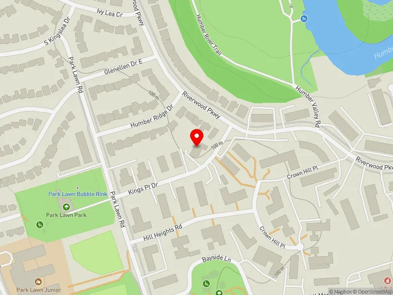 RentSafeTO apartment evaluation map view of 10 KINGS POINT DR in Etobicoke-Lakeshore, Toronto