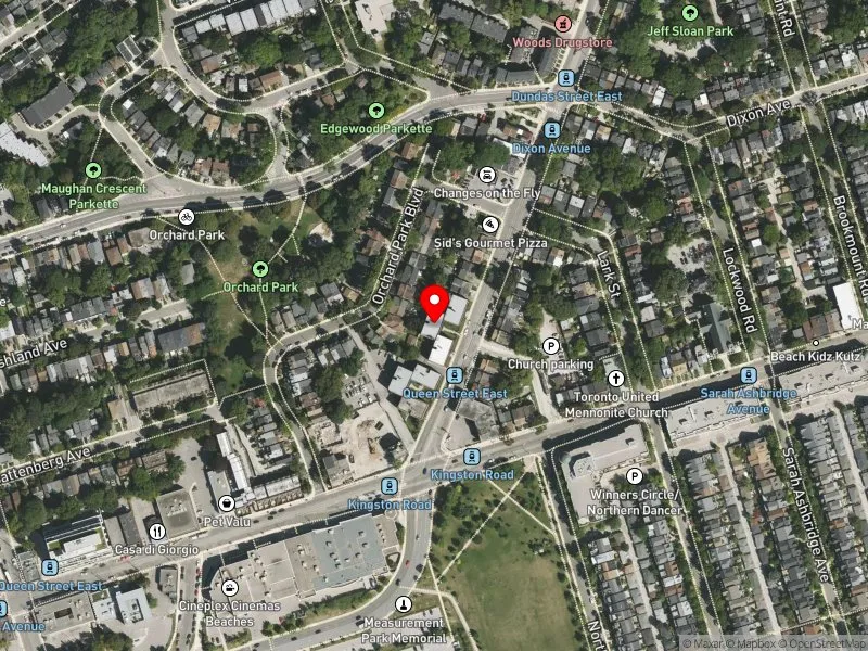 RentSafeTO apartment evaluation satellite view of 10 KINGSTON RD in Beaches-East York, Toronto