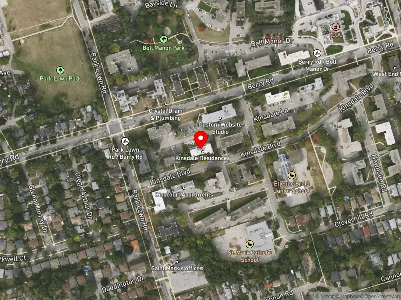 RentSafeTO apartment evaluation satellite view of 10 KINSDALE BLVD in Etobicoke-Lakeshore, Toronto