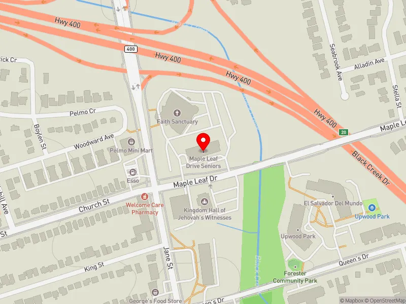 RentSafeTO apartment evaluation map view of 10 MAPLE LEAF DR in York South-Weston, Toronto