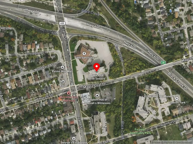 RentSafeTO apartment evaluation satellite view of 10 MAPLE LEAF DR in York South-Weston, Toronto