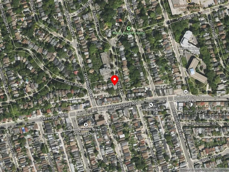 RentSafeTO apartment evaluation satellite view of 10 MOUNT ROYAL AVE in Davenport, Toronto