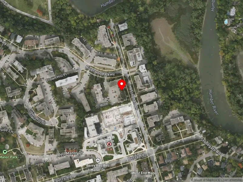 RentSafeTO apartment evaluation satellite view of 10 RIVERWOOD PKWY in Etobicoke-Lakeshore, Toronto