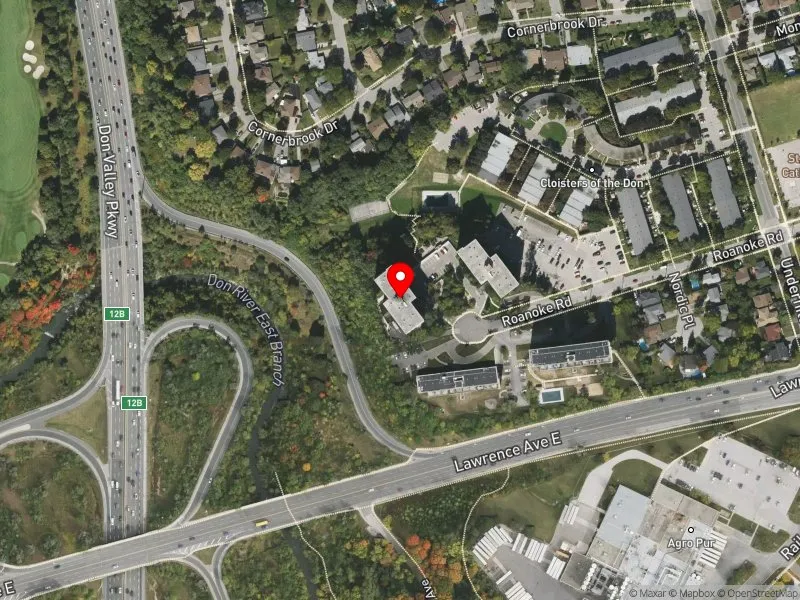 RentSafeTO apartment evaluation satellite view of 10 ROANOKE RD in Don Valley East, Toronto