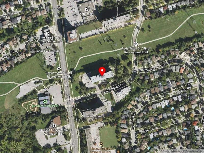 RentSafeTO apartment evaluation satellite view of 10 RUDDINGTON DR in Don Valley North, Toronto