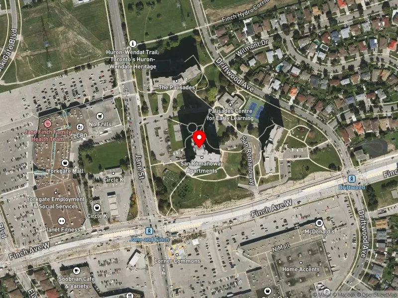 RentSafeTO apartment evaluation satellite view of 10 SAN ROMANOWAY in Humber River-Black Creek, Toronto