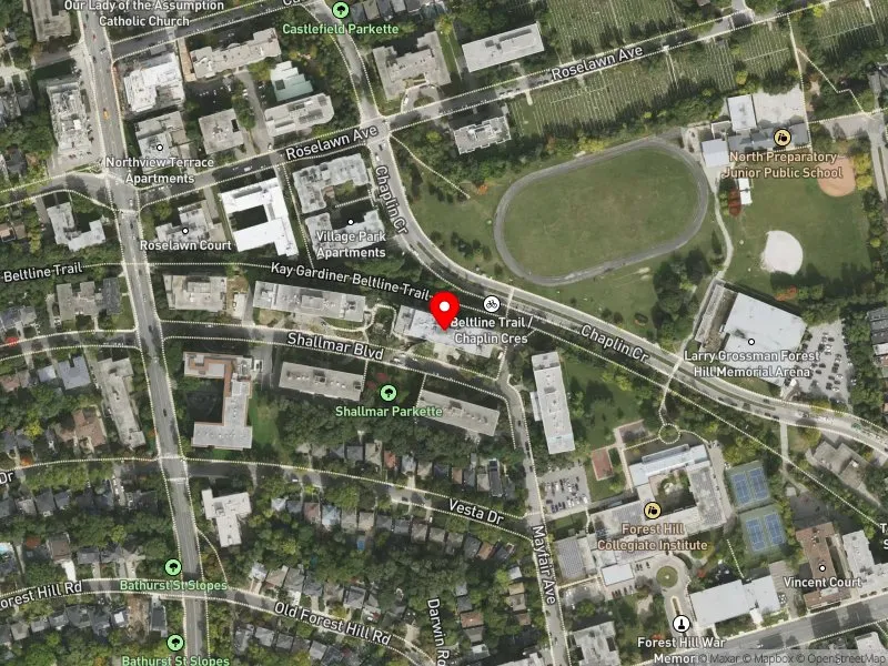 RentSafeTO apartment evaluation satellite view of 10 SHALLMAR BLVD in Eglinton-Lawrence, Toronto