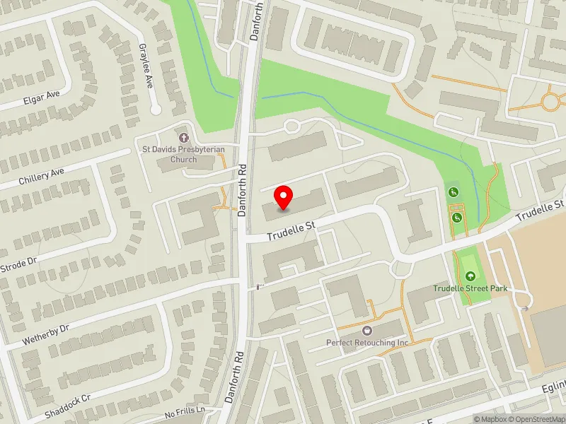 RentSafeTO apartment evaluation map view of 10 TRUDELLE ST in Scarborough Centre, Toronto