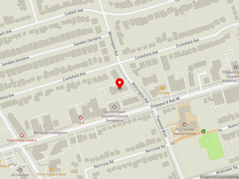 RentSafeTO apartment evaluation map view of 10 WILMINGTON AVE in York Centre, Toronto