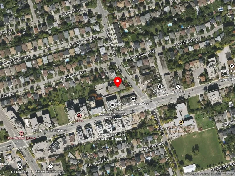 RentSafeTO apartment evaluation satellite view of 10 WILMINGTON AVE in York Centre, Toronto