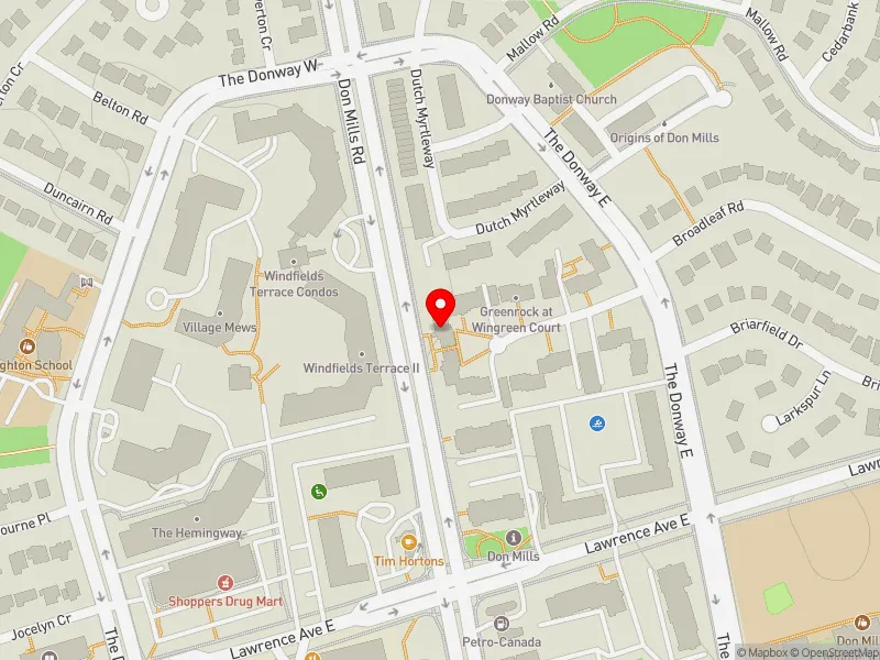 RentSafeTO apartment evaluation map view of 10 WINGREEN CRT in Don Valley East, Toronto