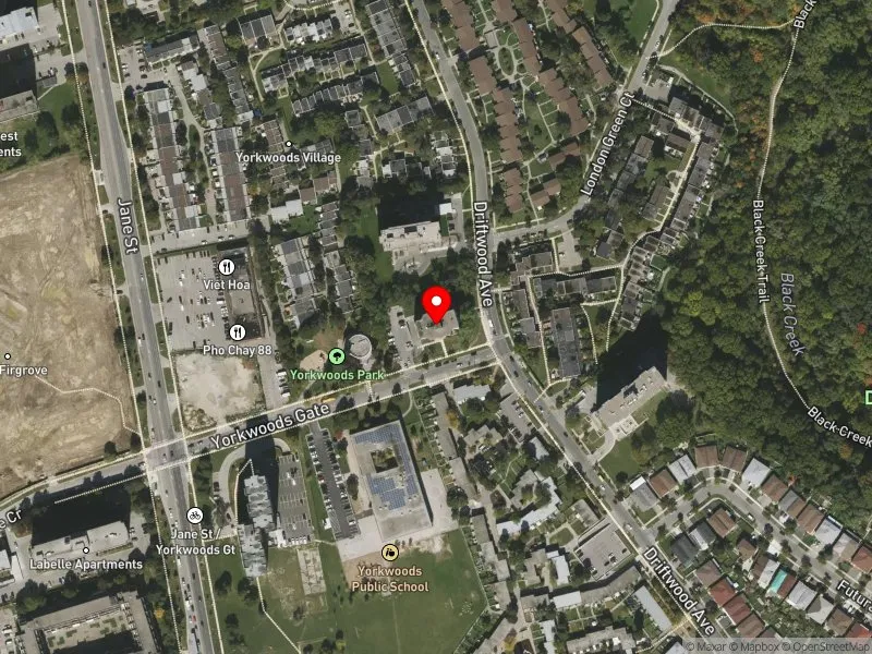 RentSafeTO apartment evaluation satellite view of 10 YORKWOODS GT in Humber River-Black Creek, Toronto